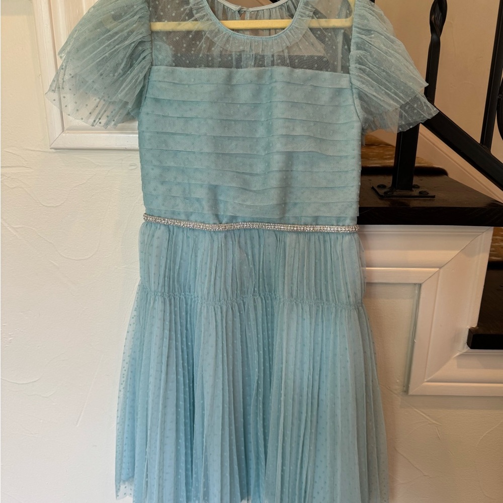 Self-Portrait Sky Blue Dress with Sheer Details